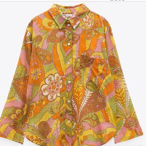 Zara Printed Shirt, Multicolored; 100% Cotton